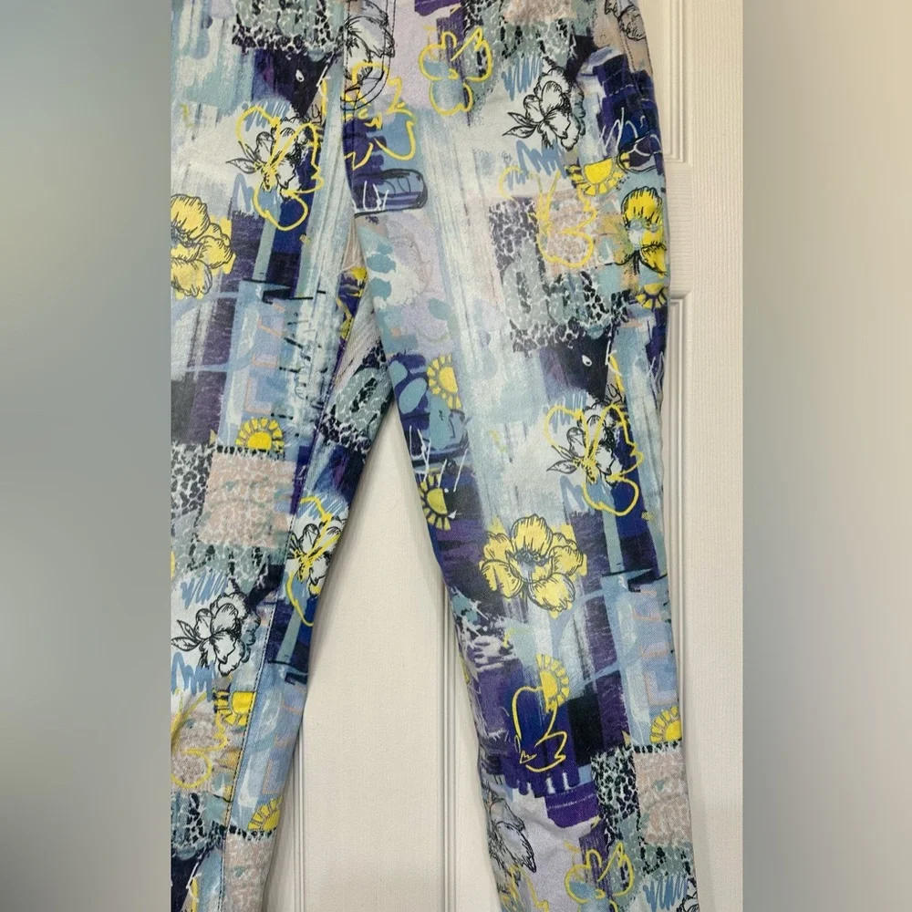 LOGO by Lori Goldstein Multicolor Floral Patchwork Jeans - Picture 2 of 11